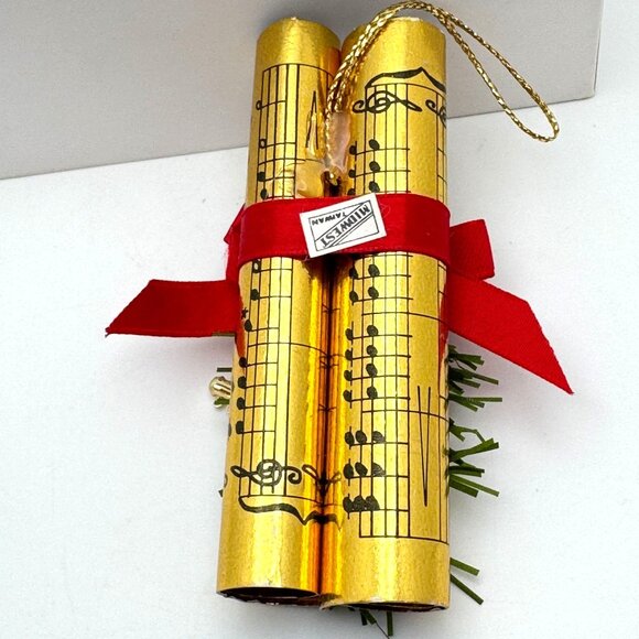 Vintage Midwest Christmas Music Sheet Violin Ornament Acorn Berries Ferns Ribbon - Picture 6 of 9